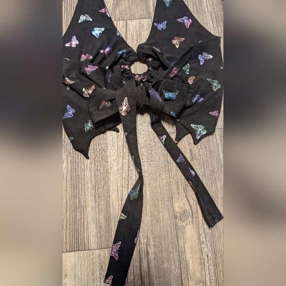 Multicolor shimmer butterfly halter top women's size 1X plus size - Picture 9 of 13